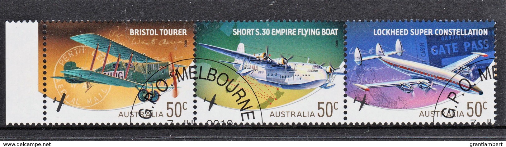 Australia 2008 Aviation Strip Of 3 CTO - Used Stamps