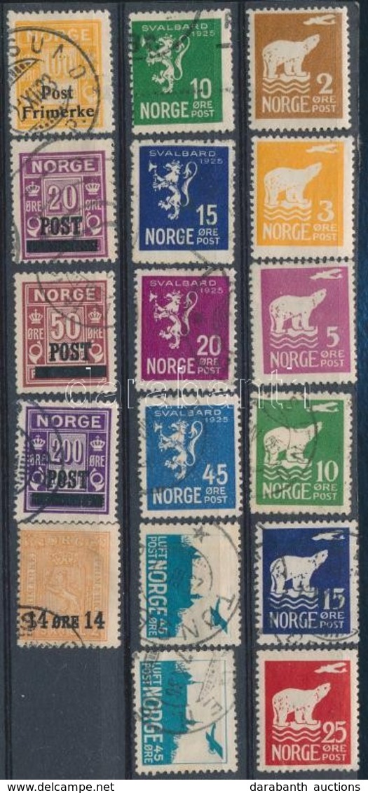 O Norvégia 1925-1929 17 Db Bélyeg  (Mi EUR 130.-) - Andere & Zonder Classificatie