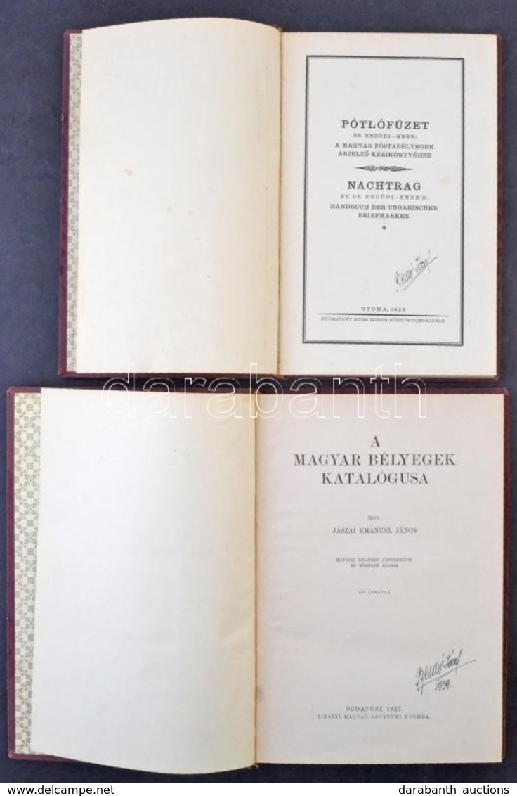 Jászai: A Magyar Bélyegek Katalógusa (Budapest, 1927) + Dr. Erdődi-Kner: Pótlófüzet A Magyar Postabélyegek árjelző Kézik - Other & Unclassified