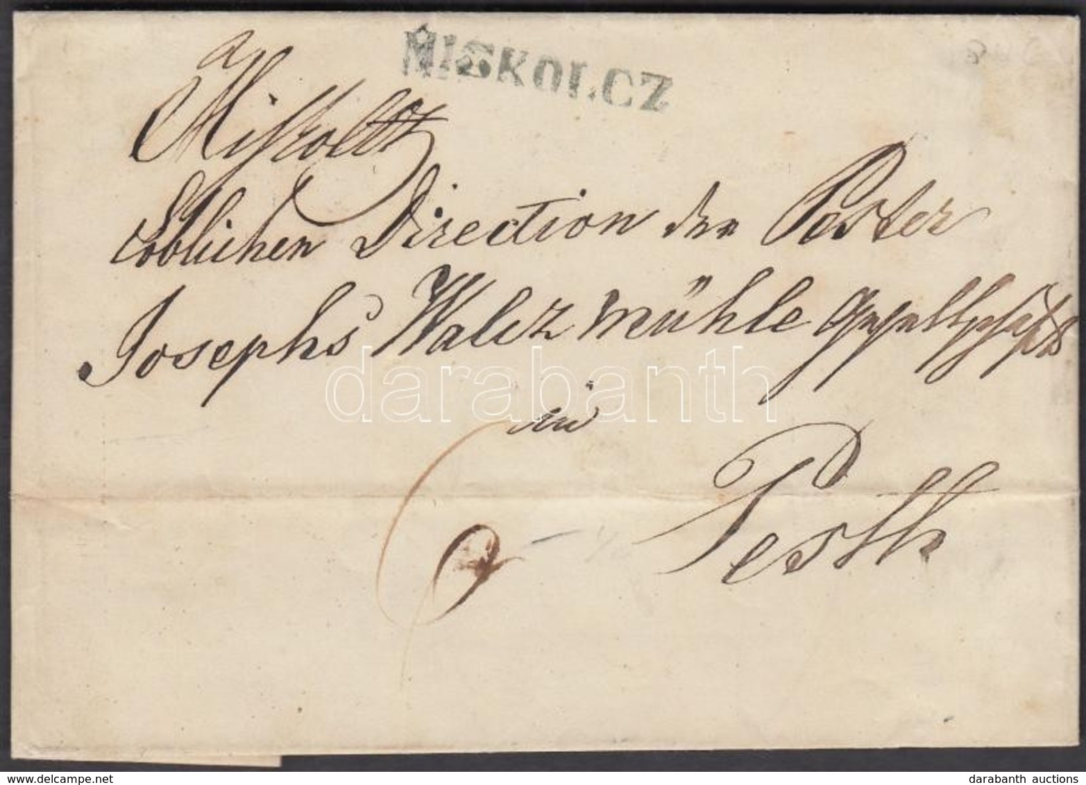 1846 Portós Levél / Cover With Postage Due, Zöld / Green 'MISKOLCZ' - 'PESTH' - Other & Unclassified