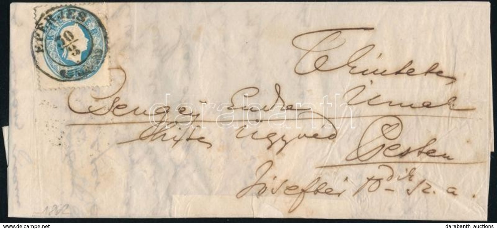 1862 15kr Levélen 'EPERJES' - Pest - Other & Unclassified