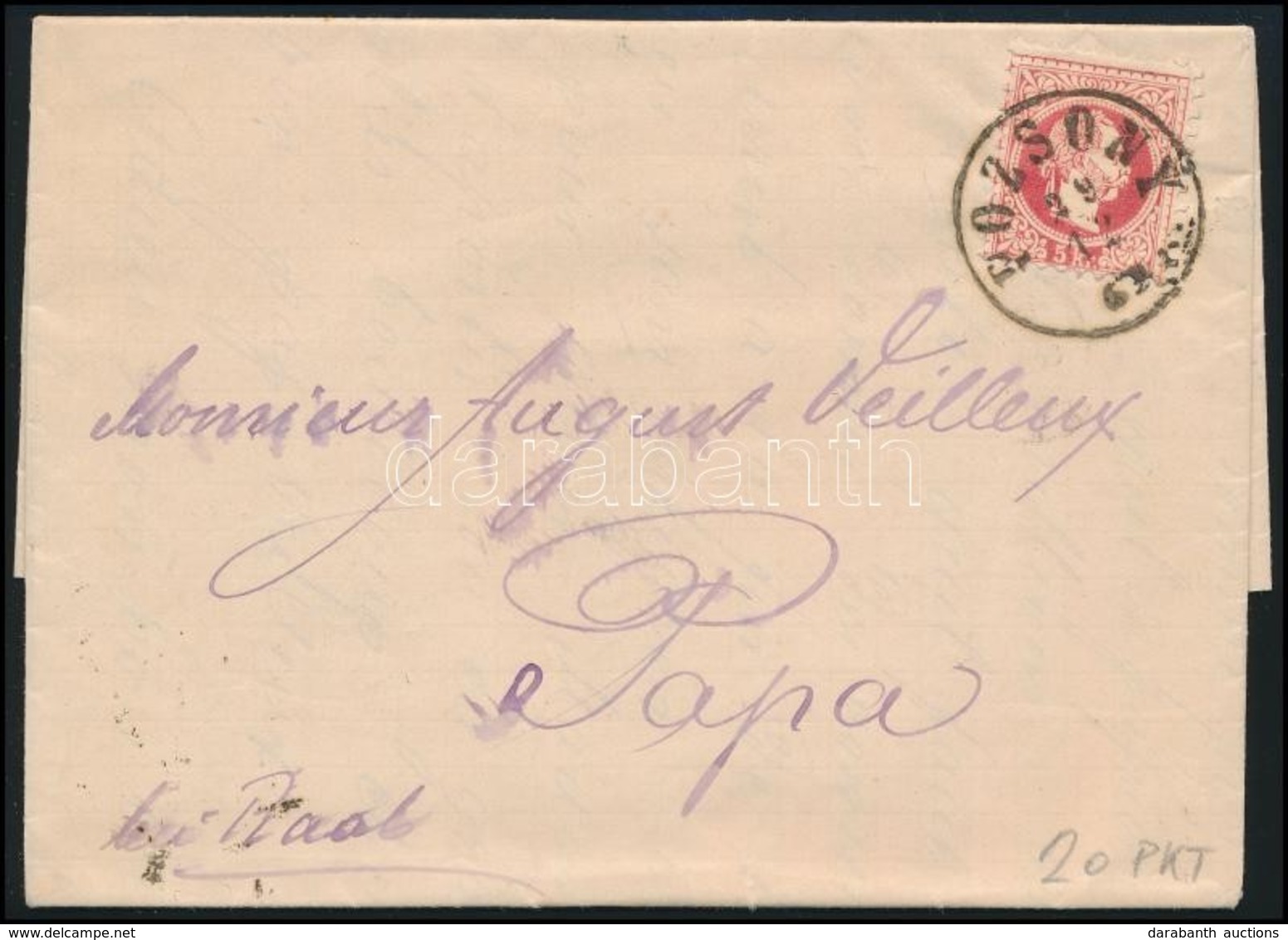 1867 5kr Levélen 'POZSONY' - 'PÁPA' - Other & Unclassified