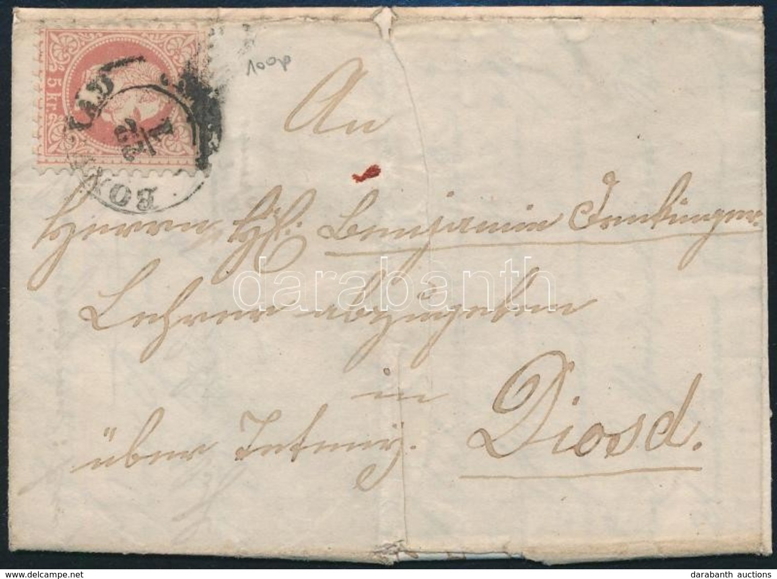 1869 5kr Levélen 'BONYHÁD (Gudlin 100p) - Diósd - Autres & Non Classés