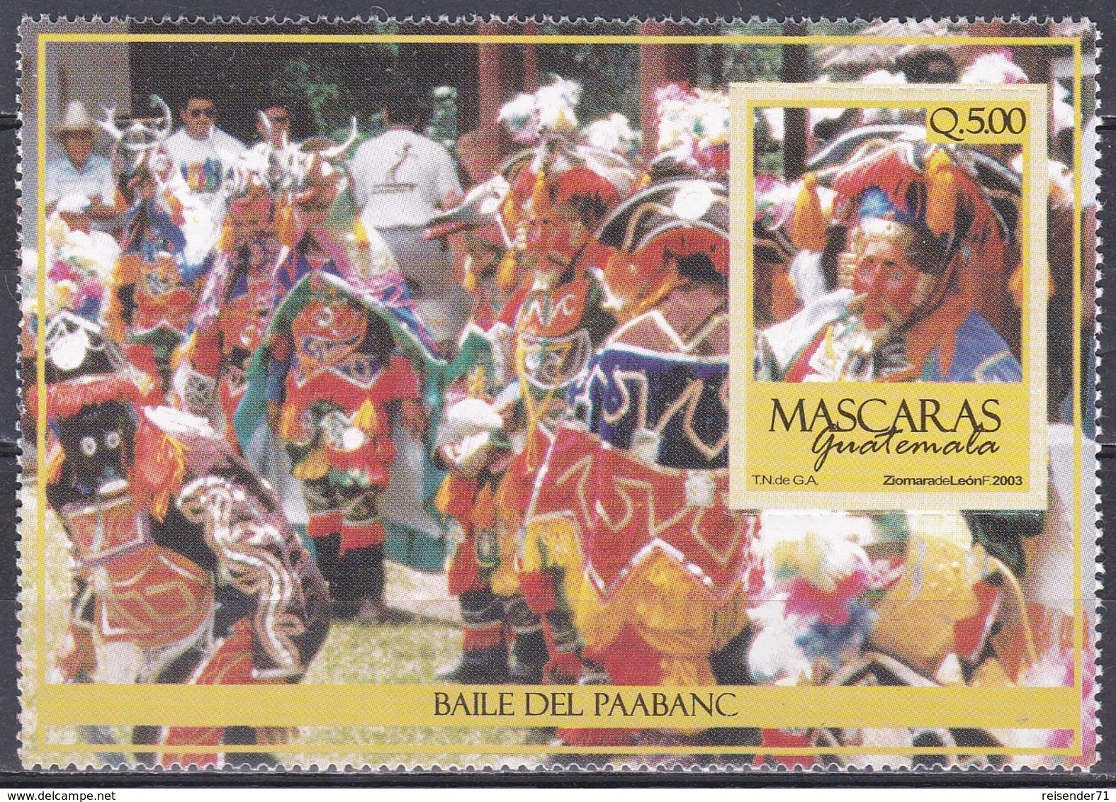 Guatemala 2003 Brauchtum Traditionen Folklore Traditions Tanzmasken Masken Masks Tanz Tanzen Dancing Paabanc, Bl. 34 ** - Guatemala