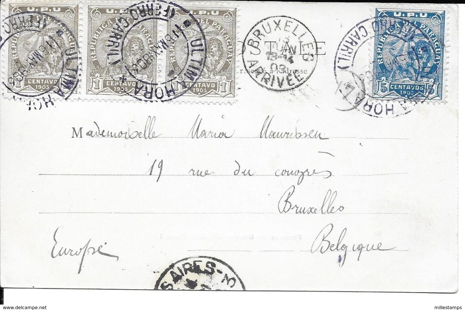 1 Postcard - 1903 - Rare - Groupes Indiens Chaco Indian Groups 3 Stamps 1/1 Stamp 5 Centavos - Paraguay