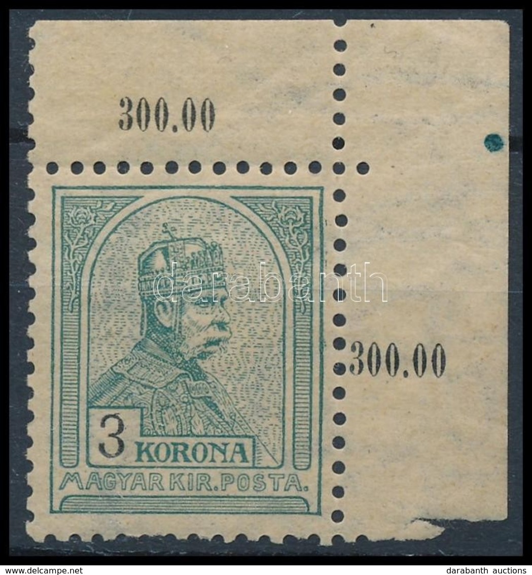 ** 1900 Turul 3K ívsarki, Alul Rövid Fogak (40.000) / Mi 69 Corner Piece, Short Perfs Below - Other & Unclassified