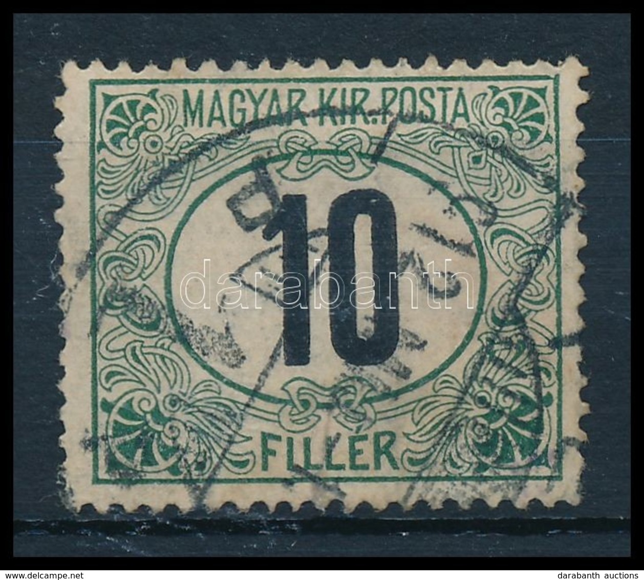 O 1908 Zöldportó 10f 'b' Számvízjelállás / Postage Due Mi 22x, IV In Watermark, Position 'b' - Andere & Zonder Classificatie