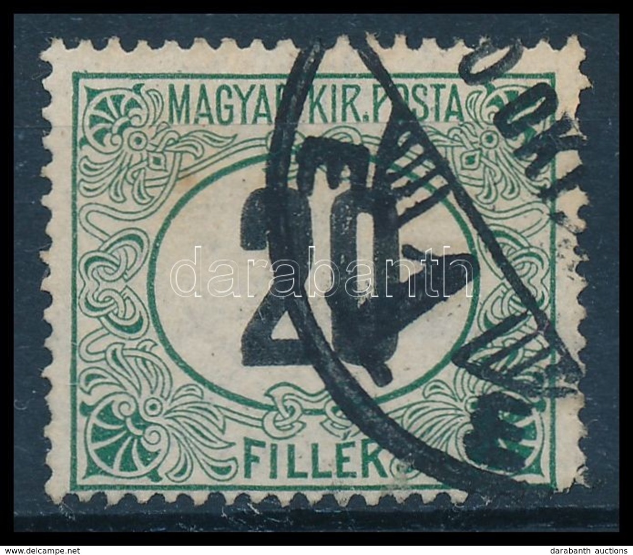 O 1908 Zöldportó 20f 'b' Számvízjelállás / Postage Due Mi 24x, IV In Watermark, Position 'b' - Other & Unclassified