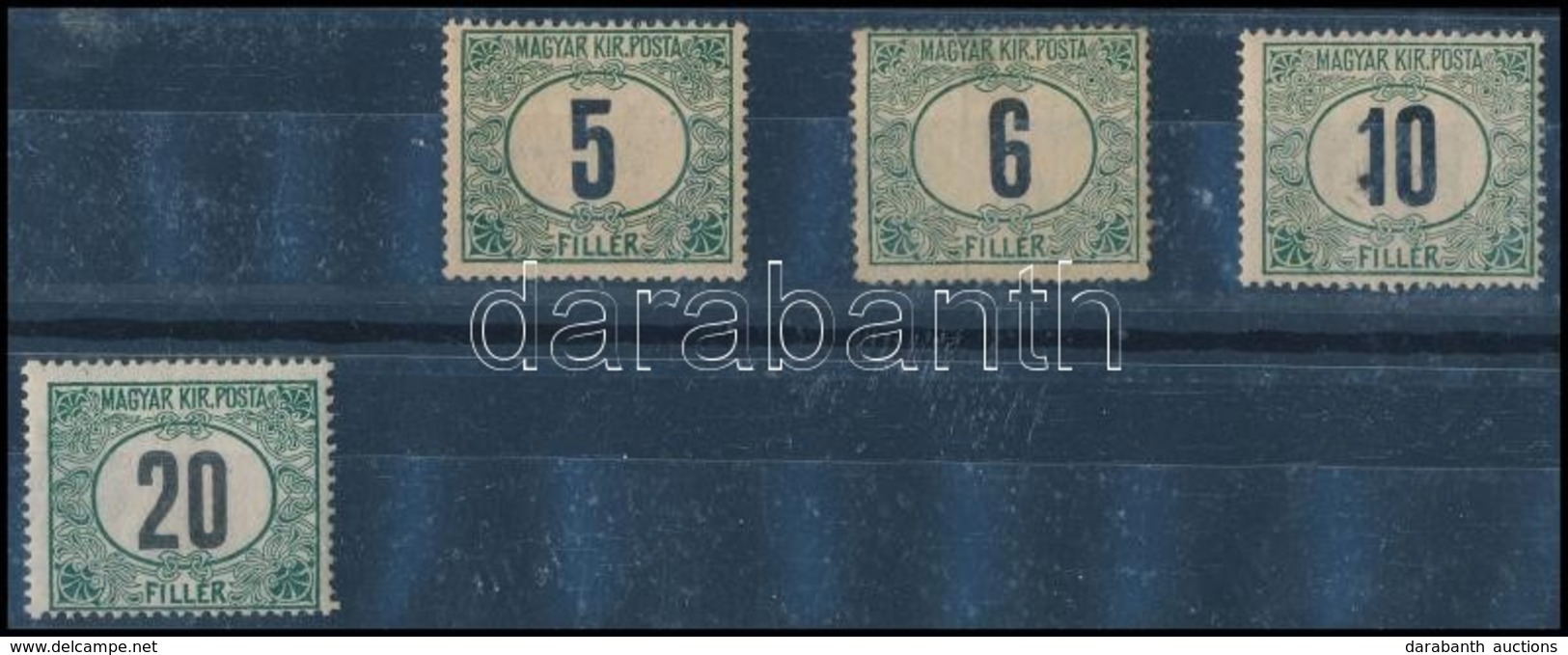 * 1908 Portó Sor 4 értéke, 2. Vízjelállás / 4 Values Of The Postage Due Set, Watermark Position 2 - Other & Unclassified