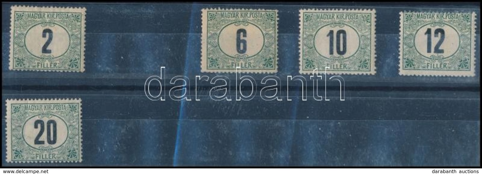* 1908 Portó Sor 5 értéke, 4. Vízjelállás / 5 Values Of The Postage Due Set, Watermark Position 4 - Other & Unclassified