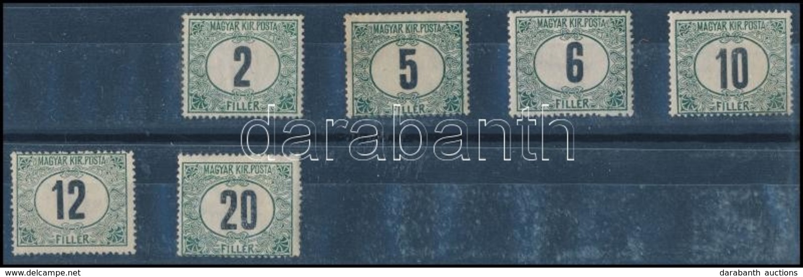 * 1909 Zöldportó Sor 6 értéke 3. Vízjelállással / 6 Values Of The Postage Due Set, Watermark Position 3. - Andere & Zonder Classificatie