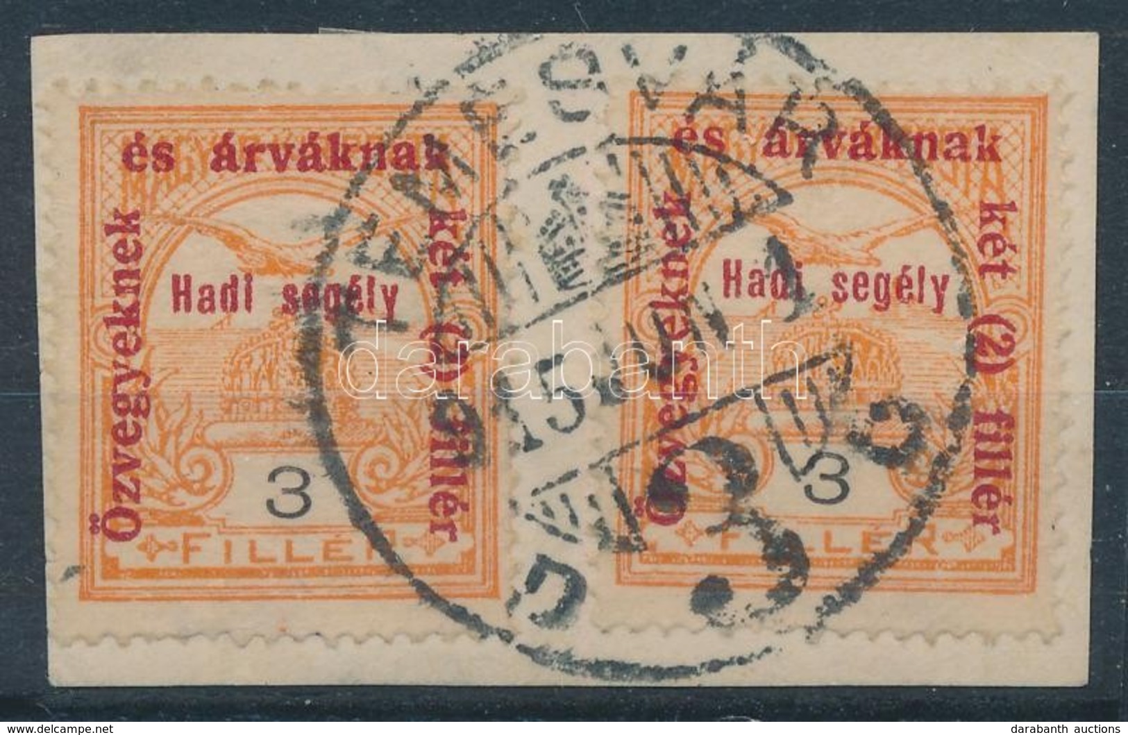 1915 Hadisegély 2 X 3f Kivágáson, Az Egyik II. Típusú ,,TEMESVÁR' - Andere & Zonder Classificatie