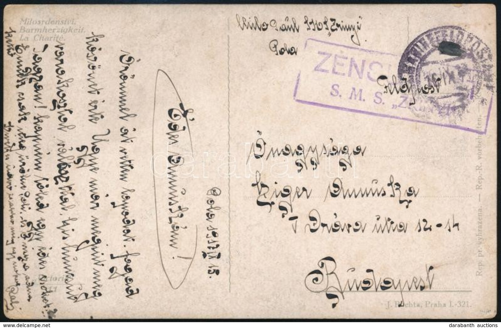 1917 Tábori Posta Képeslap 'S.M.S. ZRINYI' - Autres & Non Classés