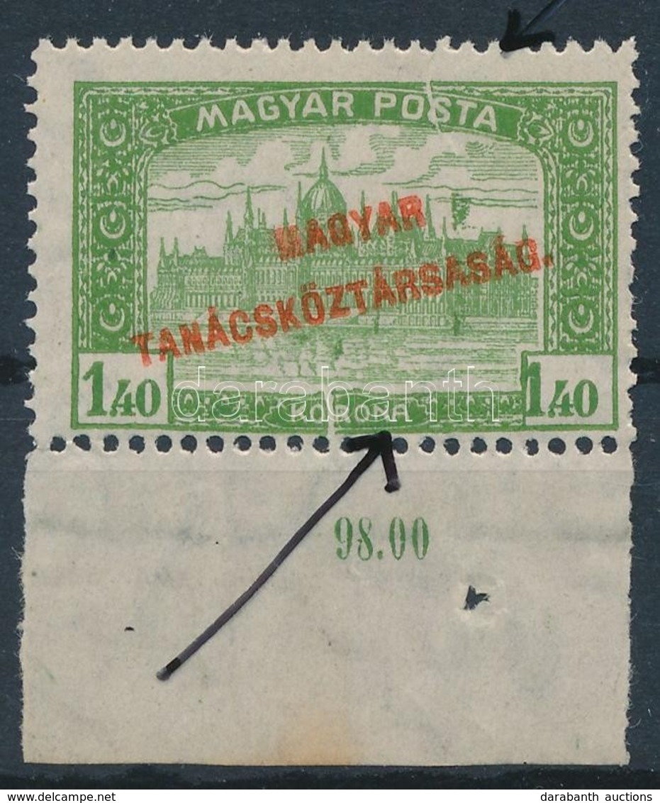 ** 1919 Tanácsköztársaság 1,50K Dupla Papírránccal, Folttal - Autres & Non Classés