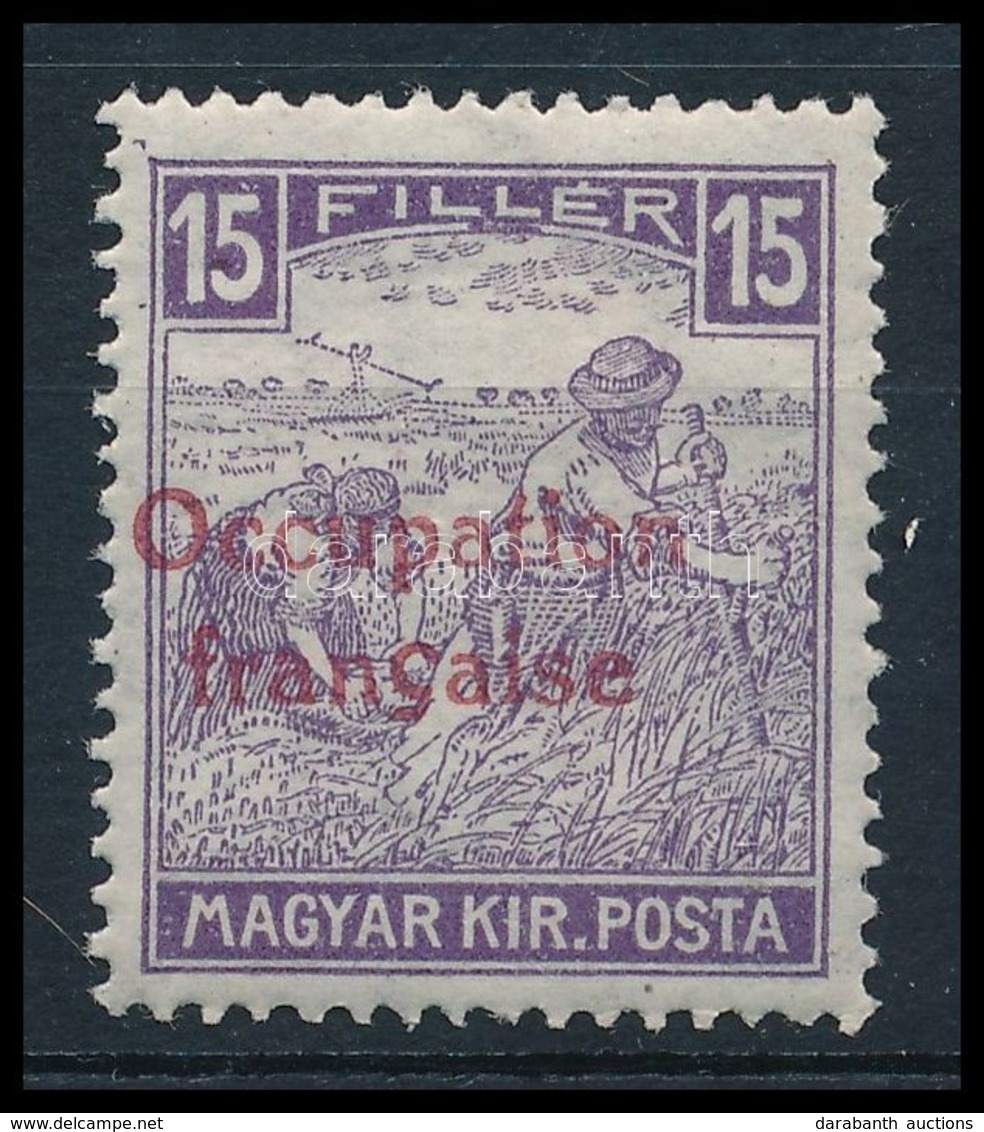 ** 1919 Fehérszámú Arató 15f Próbanyomat Kék Felülnyomással (40.000) / Proof With Blue Overprint. Signed: Bodor - Andere & Zonder Classificatie