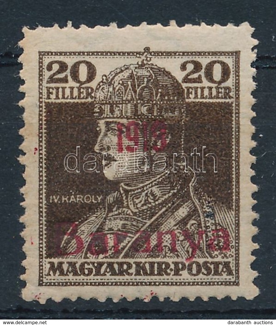* Baranya 1919 Károly 20f Vörös Felülnyomással, Bodor Vizsgálójellel (22.000) - Other & Unclassified
