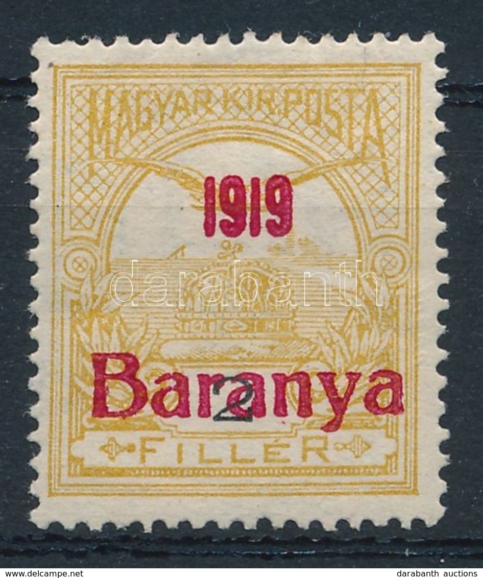 * Baranya 1919 Turul 2f Fordított Felülnyomással, Bodor Vizsgálójellel (22.000) - Other & Unclassified