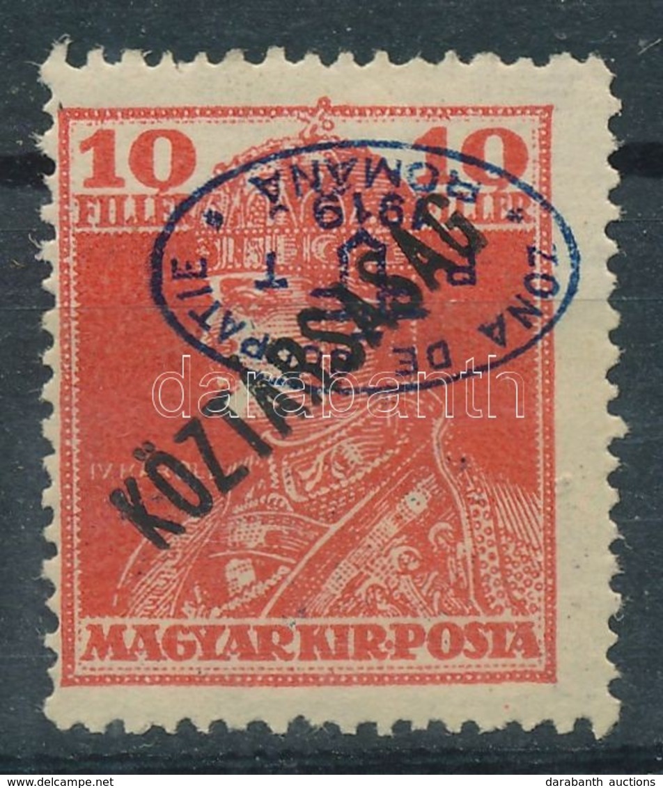 * Debrecen 1919 Károly/Köztársaság 10f Fordított Felülnyomással, Bodor Vizsgálójellel (55.000) - Other & Unclassified