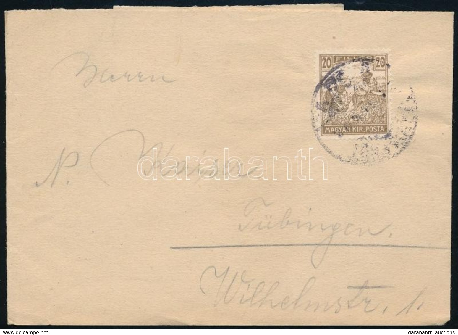 1921 Címszalag 20f Bérmentesítéssel Németországba - Other & Unclassified