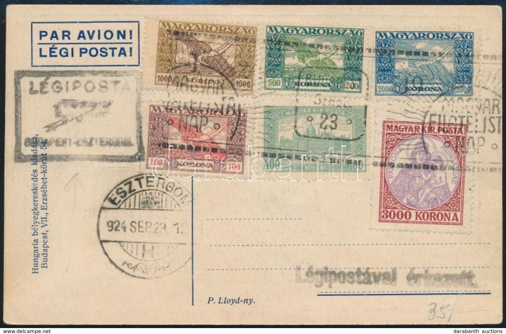 1924  Budapest - Esztergom Alkalmi Légi Képeslap - Other & Unclassified