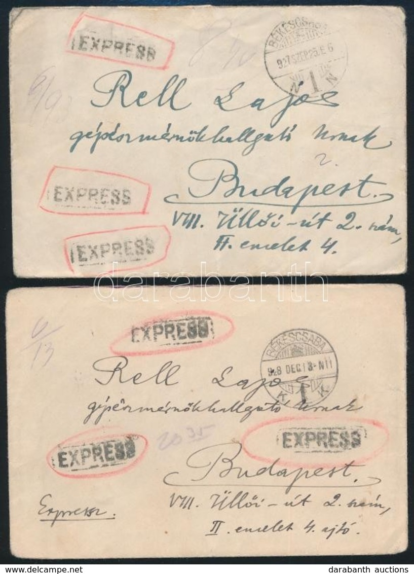 1927-1928 2 Db Expressz Levél 'BÉKÉSCSABA' - Other & Unclassified