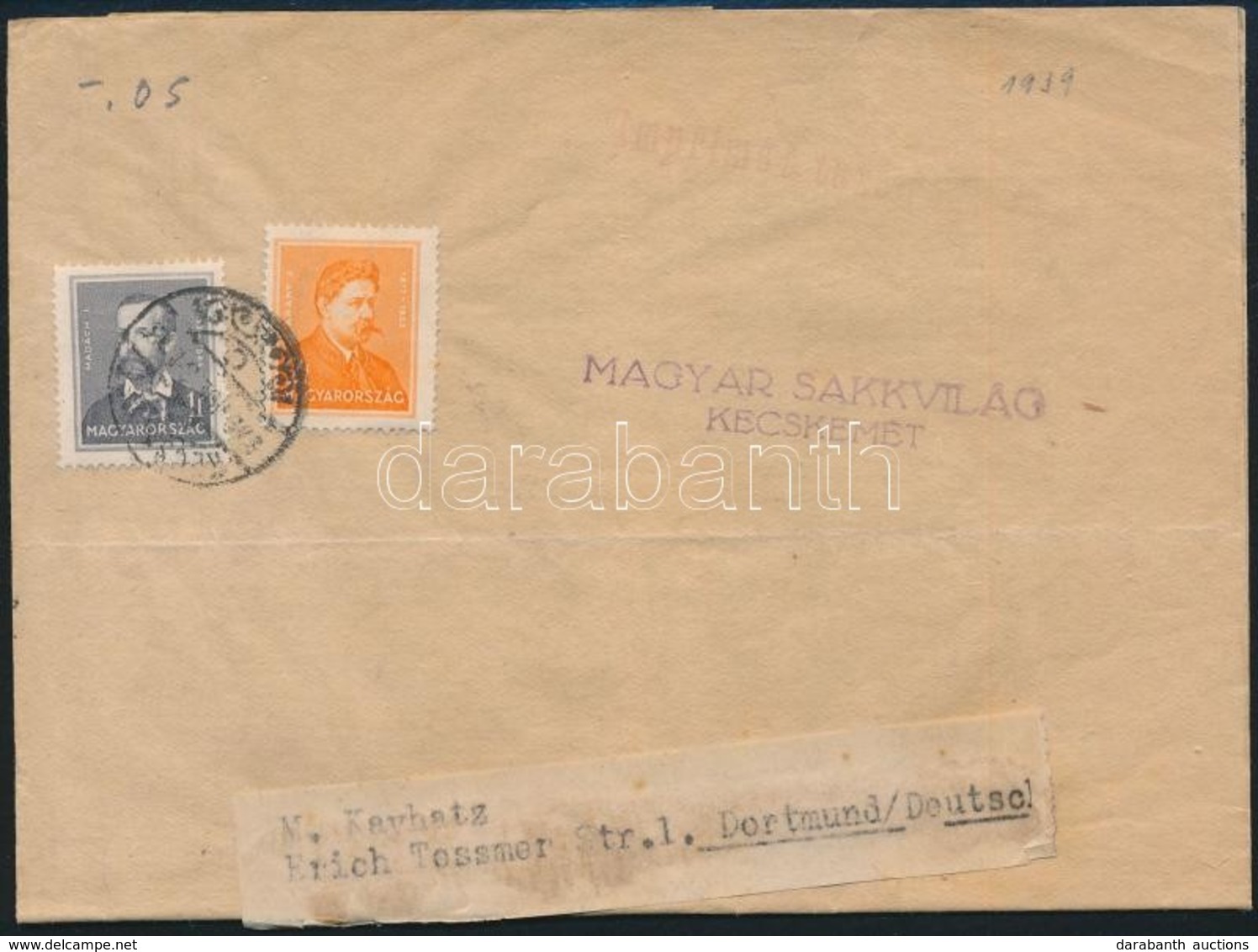 1939 Címszalag Arcképek Bérmentesítéssel 'KECSKEMÉT' - Dortmund - Other & Unclassified