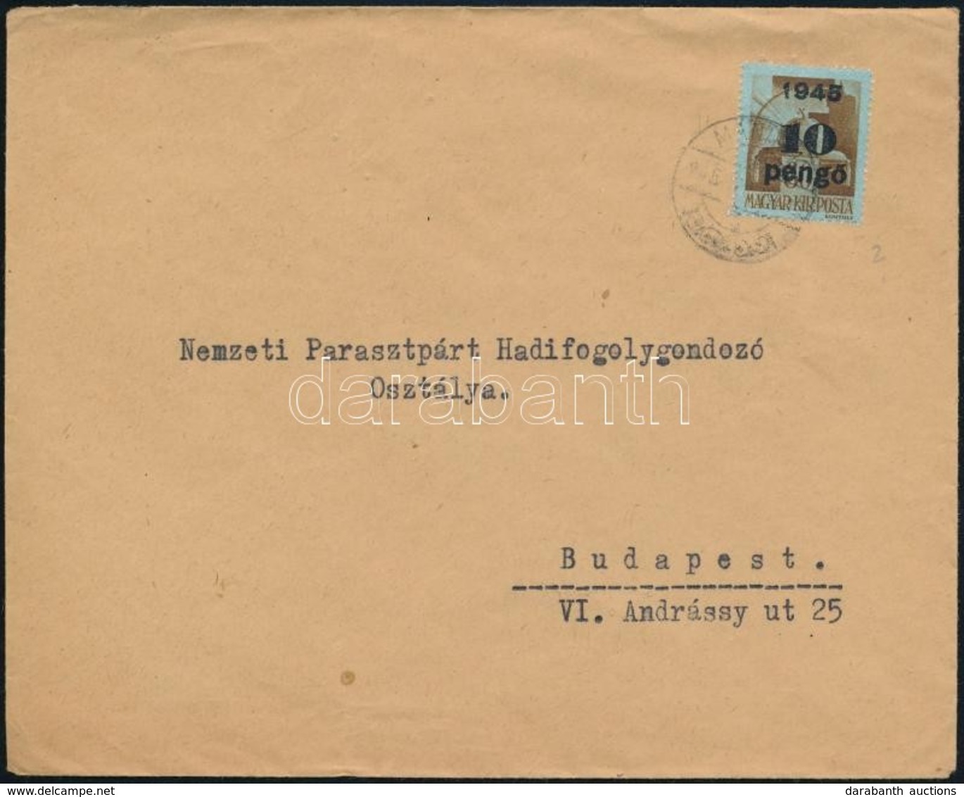 1945 (3. Díjszabás) Távolsági Levél Kisegítő 10P/80f Bérmentesítéssel - Other & Unclassified