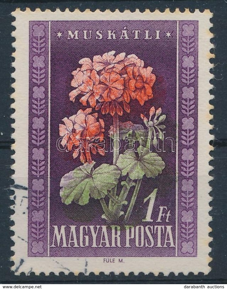 O 1950 Virág 1 Ft Lefelé Tolódott Piros és Zöld Színnyomatok - Autres & Non Classés