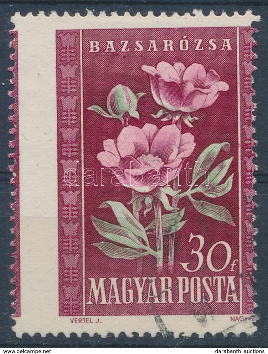 O 1950  Virág (I.) 30f Erős Elfogazással - Other & Unclassified