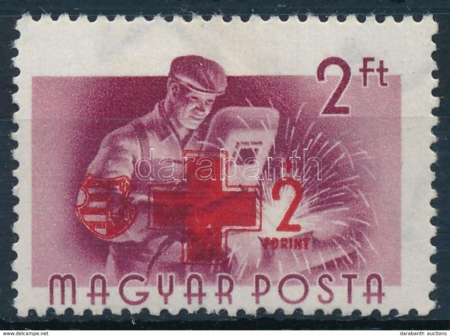 ** 1957 Vöröskereszt 2Ft Erős Elfogazással - Autres & Non Classés