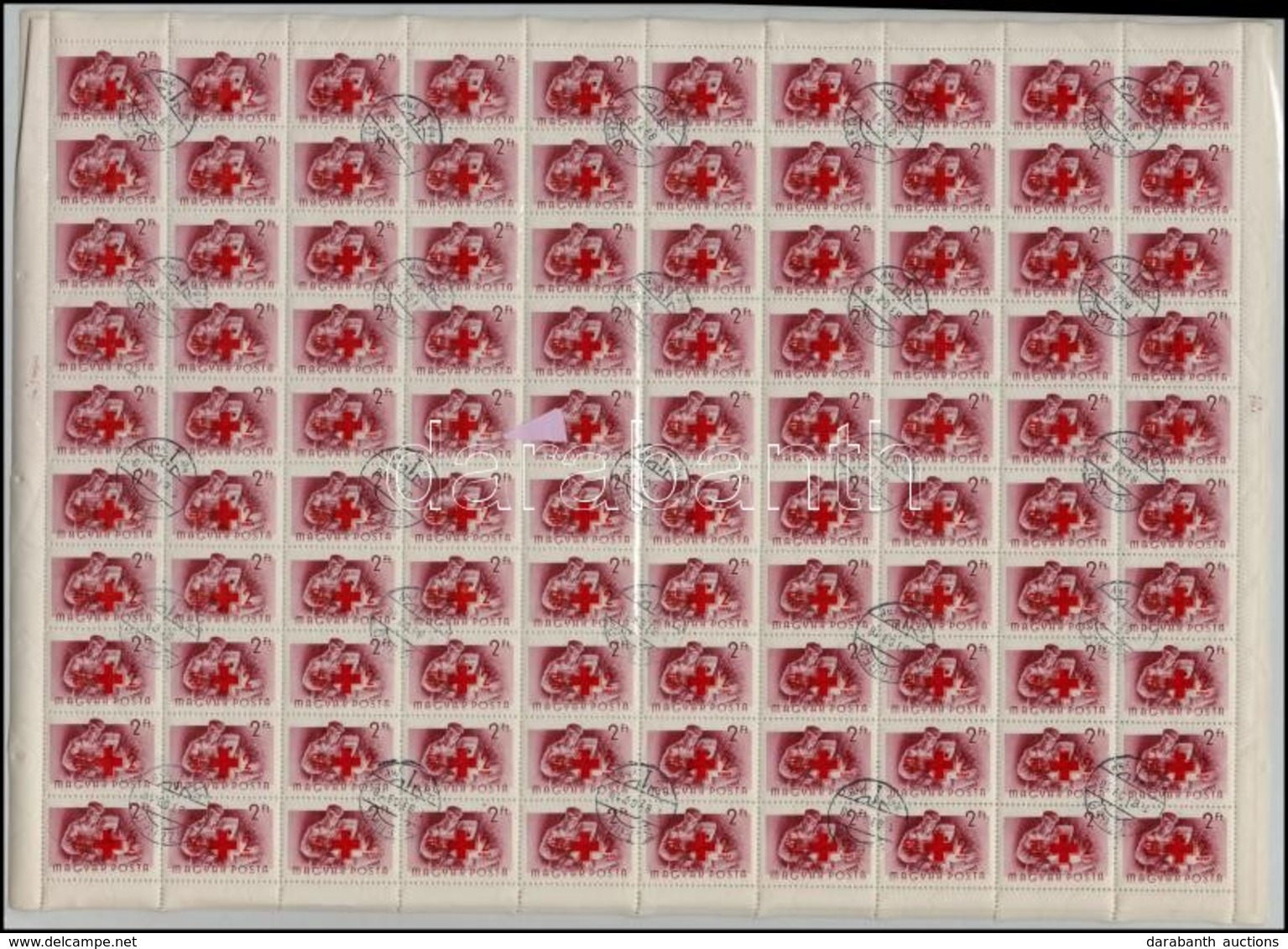 O 1957 Vöröskereszt (IV.) Sor Teljes 100-as ívekben, Benne Az Ismert Tévnyomat (58.000) - Andere & Zonder Classificatie