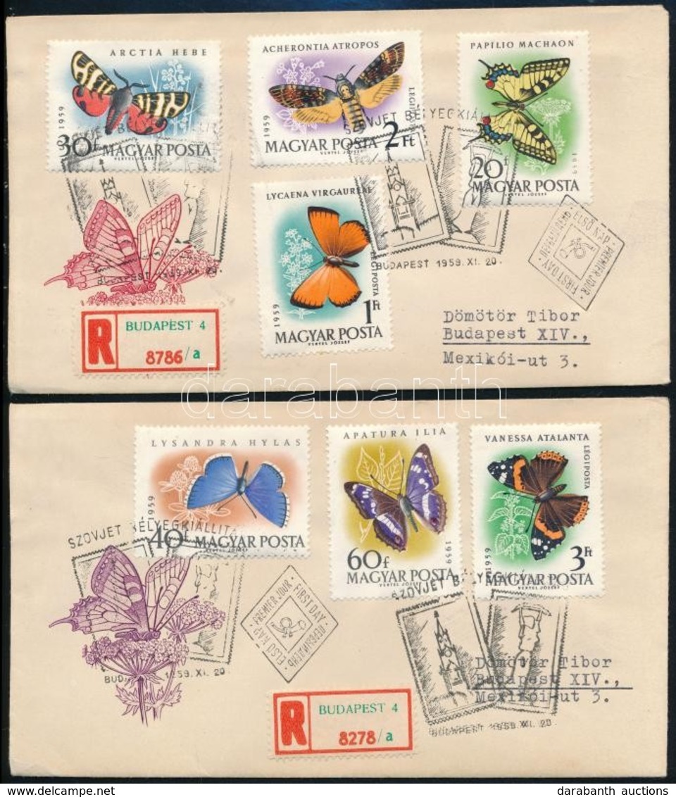 1959 Lepke Sor 2 Db Ajánlott FDC-n - Other & Unclassified