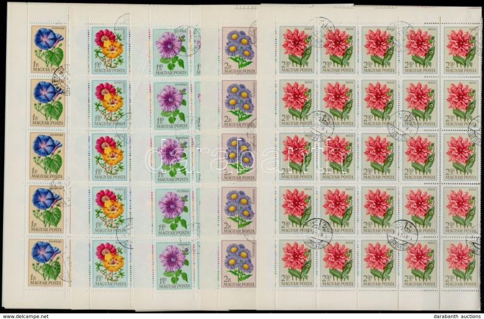 O 1968 Virág (IX.) - Kerti Virágok 2 Db Teljes ív Sor, Az Egyik Hajtott (100 Sor (20.000) - Andere & Zonder Classificatie