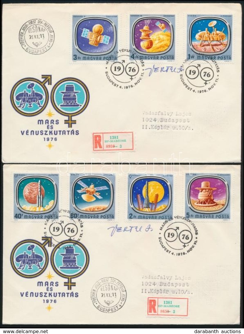 1976 Mars Kutatás Sor és Blokk 3 Db FDC-n A Tervező, Vertel József Aláírásával - Andere & Zonder Classificatie