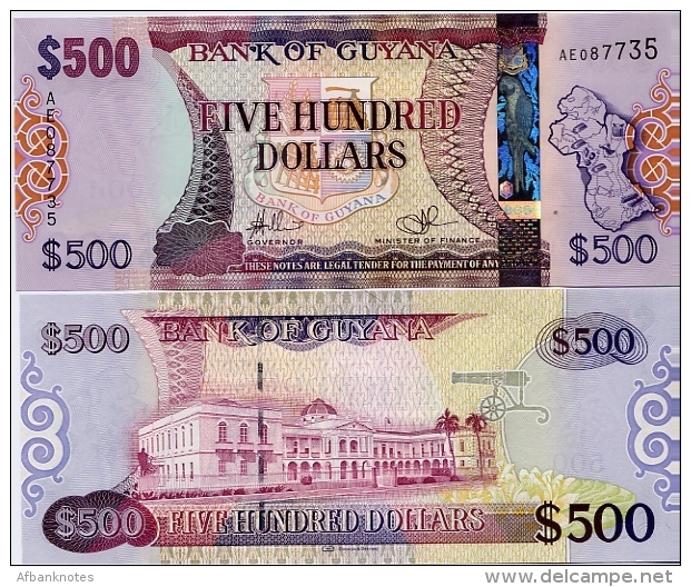 GUYANA       500 Dollars       P-37        ND (2011)       UNC - Guyana