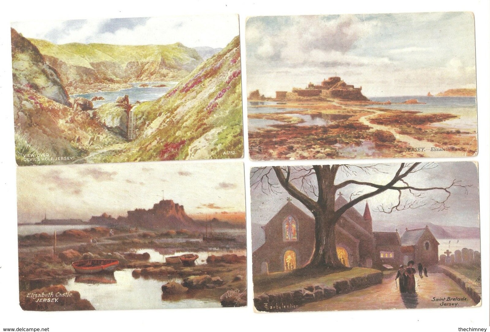 Four Jersey C.I. ChanneI Isles ART DRAWN POSTCARDS THREE ARE TUCKS - Andere & Zonder Classificatie