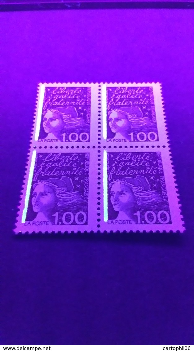 - FRANCE Variétés N° 3089 - 4 X 1 F. Orange Marianne De Luquet 1997 - BANDE DE PHOSPHORE A GAUCHE - - Neufs