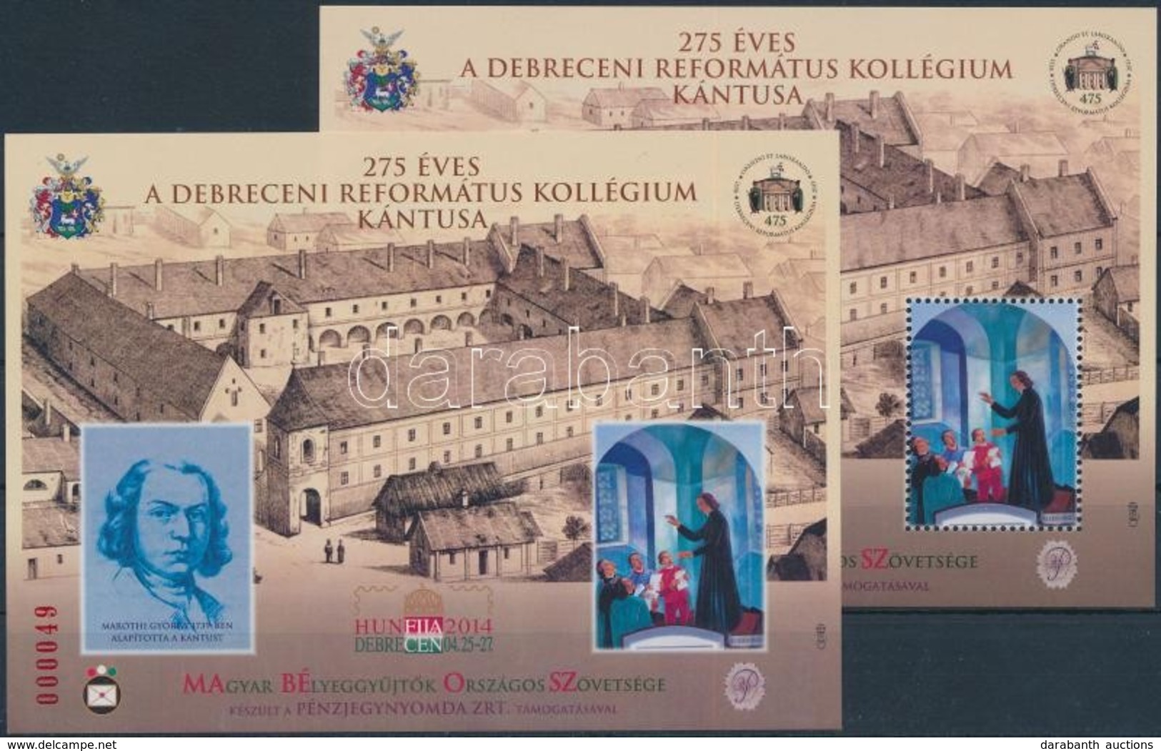 ** 2014 275 éves A Debreceni Református Kollégium Kántusa Fogazott és Vágott Emlékívpár 'A Kiállítás Látogatói Részére'  - Other & Unclassified