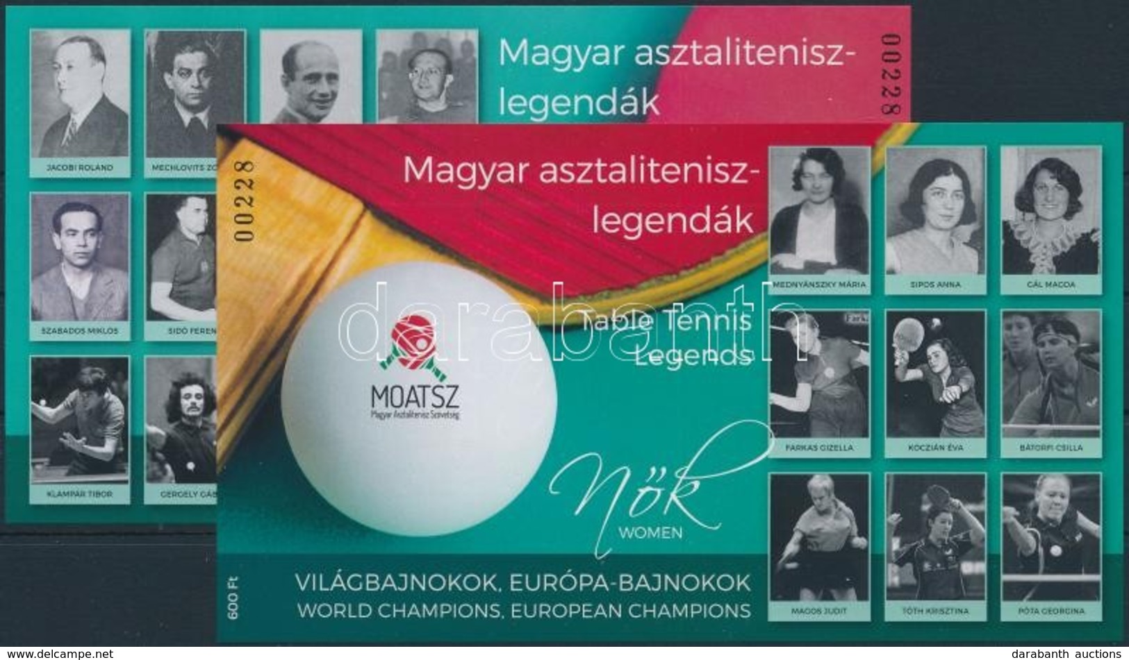 ** 2019 Magyar Asztalitenisz Legendák 2 Db Emlékív Azonos 228-as Sorszámmal - Andere & Zonder Classificatie