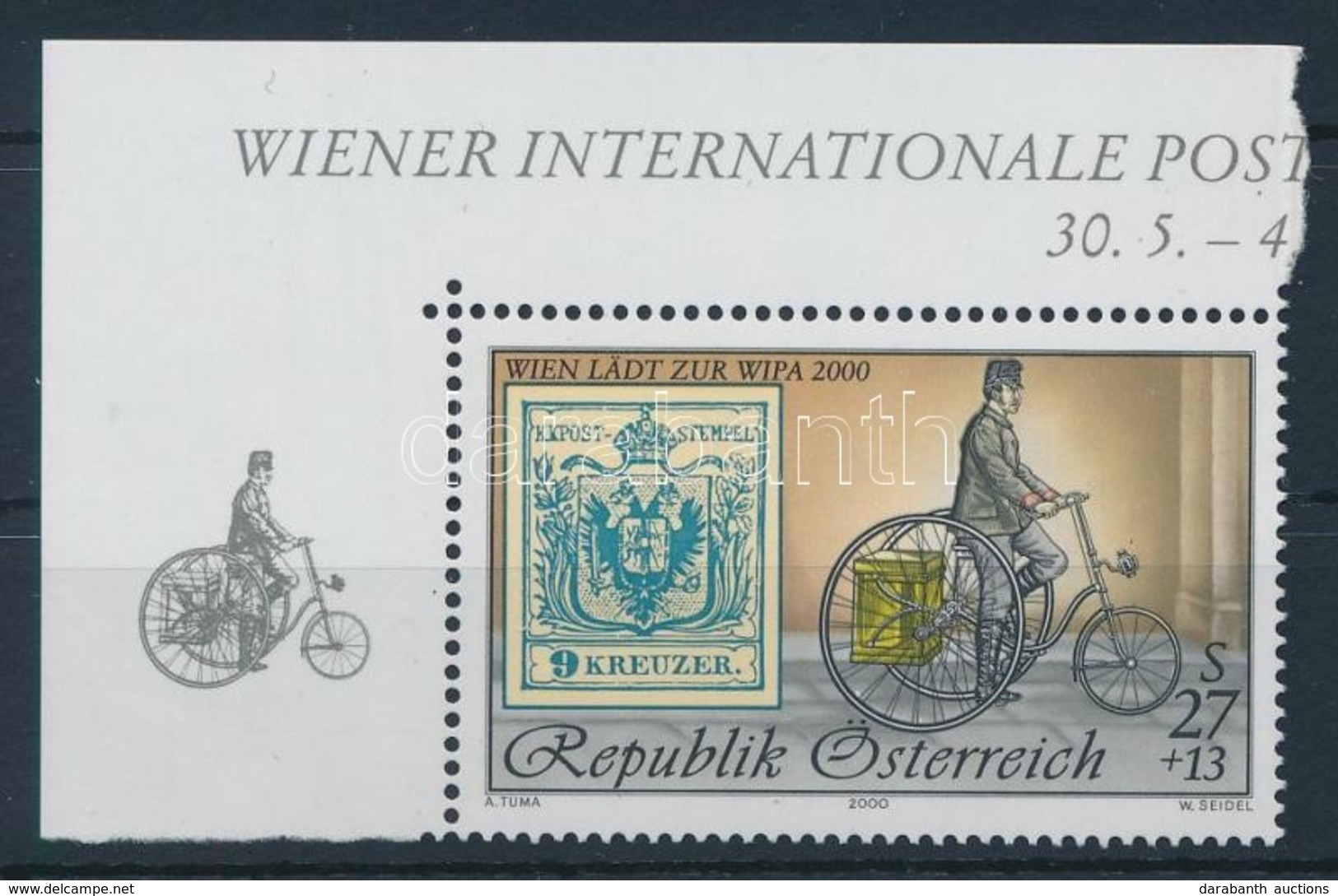 ** 1997 WIPA 2000, Bécs ívsarki Bélyeg,
WIPA 2000, Vienna Corner Stamp
Mi 2222 II - Andere & Zonder Classificatie