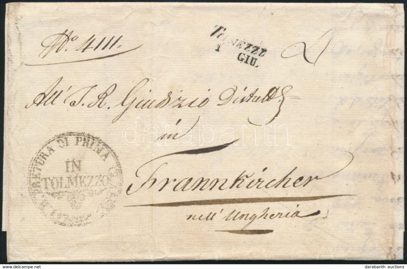 1851 Ex Offo 'TOLMEZZO' - 'KITTSEE' - 'FRAUENKIRCHEN' - Other & Unclassified