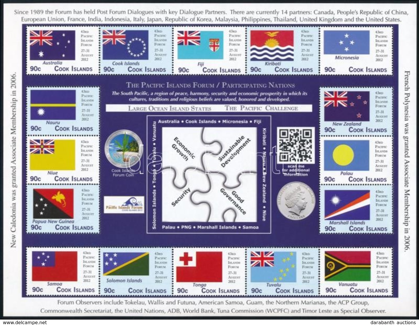 ** 2012 Csendes-óceáni Szigetek Konferenciája, Zászlók, 14 értékes + 16 értékes Kisív - Autres & Non Classés