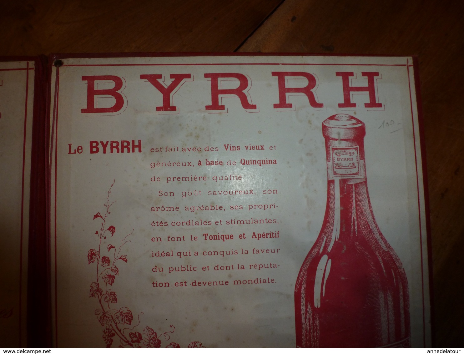 Classeur pour menus BYRRH Vin généreux au Quinquina - Maison L. VIOLET Frères à THUIR (Pyrénées Orientales)