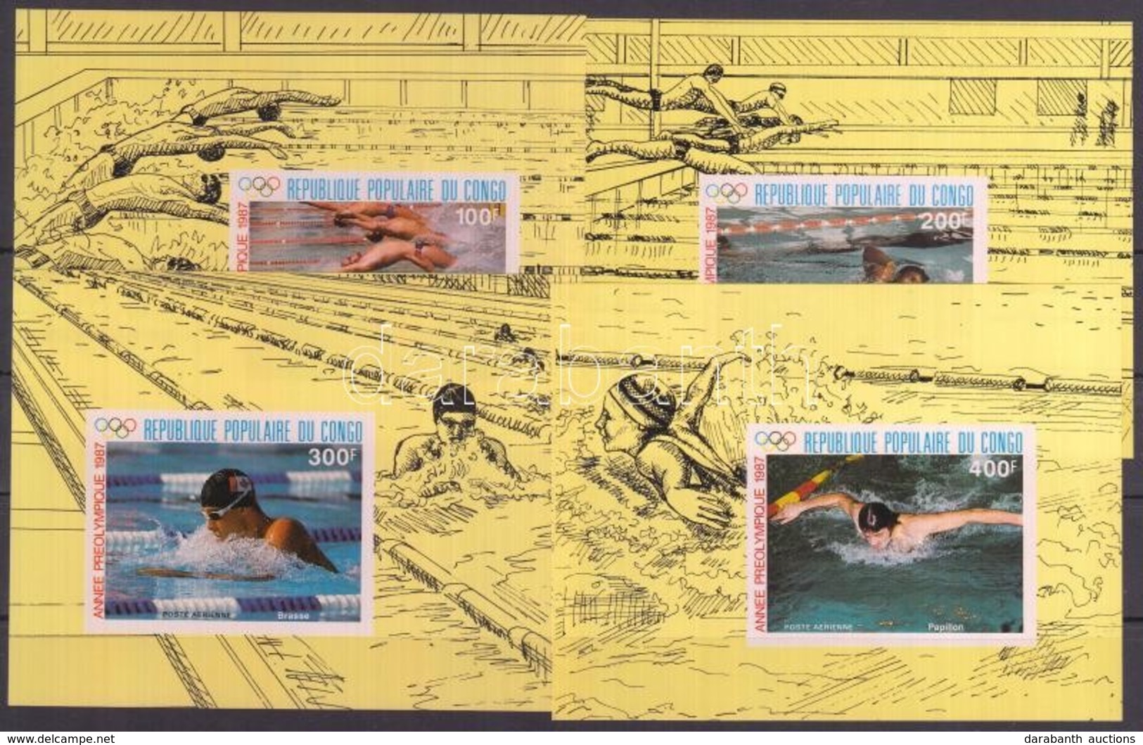** 1987 Előolimpia: Úszás Vágott De Lux Blokkok Mi 1076-1079 - Andere & Zonder Classificatie