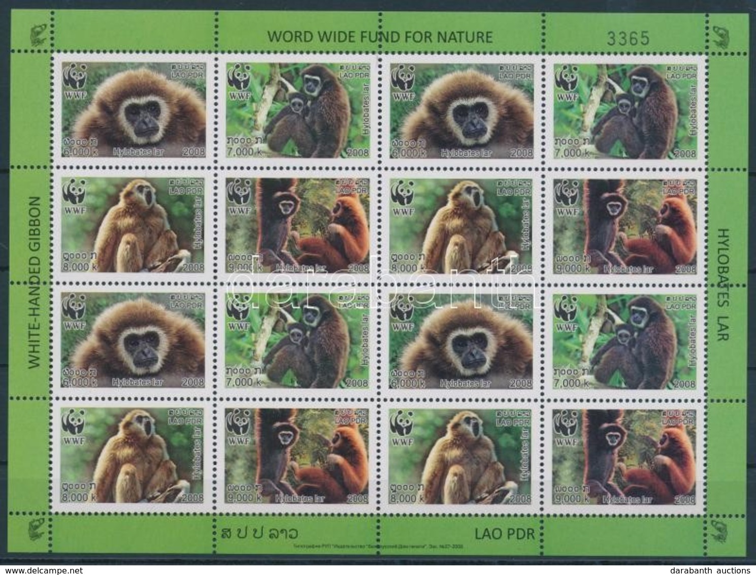 ** 2008 WWF: Gibbon Teljes ív Mi 2062-2065 A - Andere & Zonder Classificatie