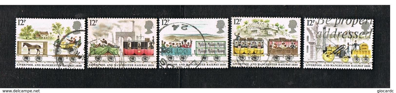 GRAN BRETAGNA (UNITED KINGDOM) -  SG 1113.1117 -  1980 LIVERPOOL & MANCHESTER RAILWAY (COMPLET SET OF 5)- USED - Usati