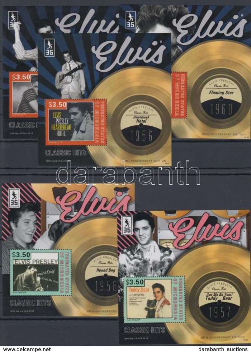 ** 2012 Elvis Presley Blokksor, 5 Klf Blokk - Andere & Zonder Classificatie