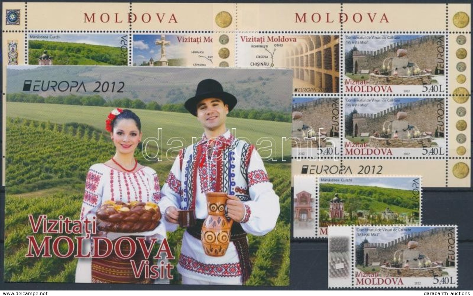 ** 2012 Europa CEPT Látogasson Moldáviába Sor + Kisívsor Mi 793-794 + Bélyegfüzet MH 17 - Andere & Zonder Classificatie