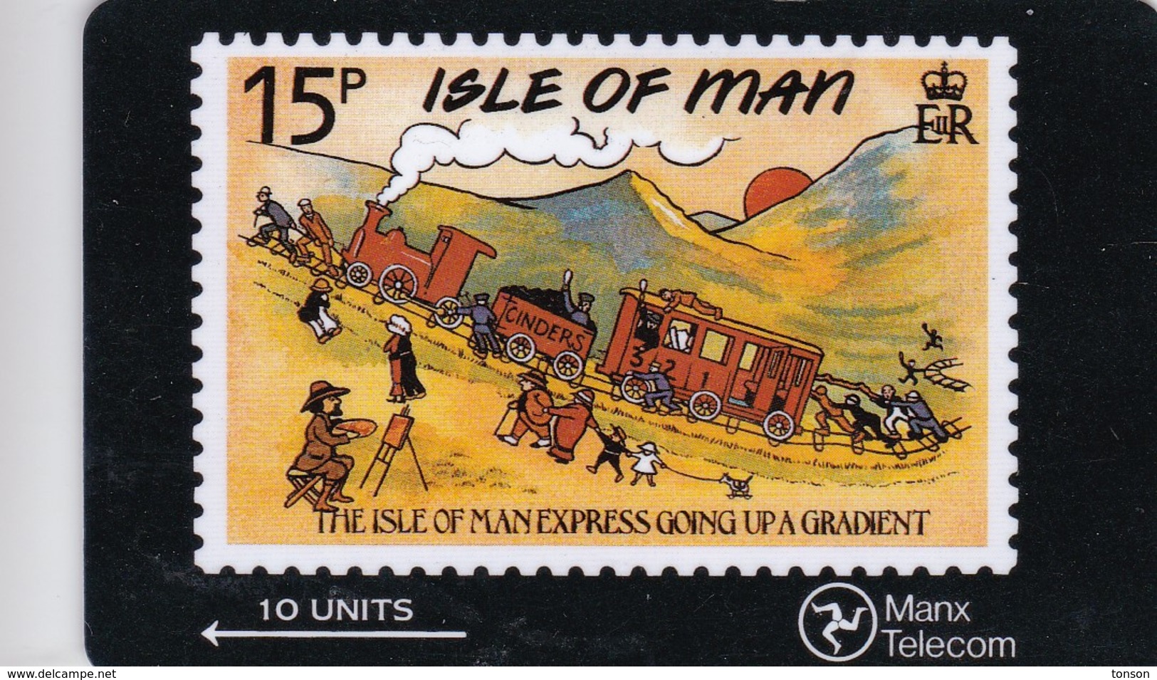 Isle Of Man, MAN 026, 10 Units, Iom Express, Stamp On Card, Train., 2 Scans . - Man (Eiland)