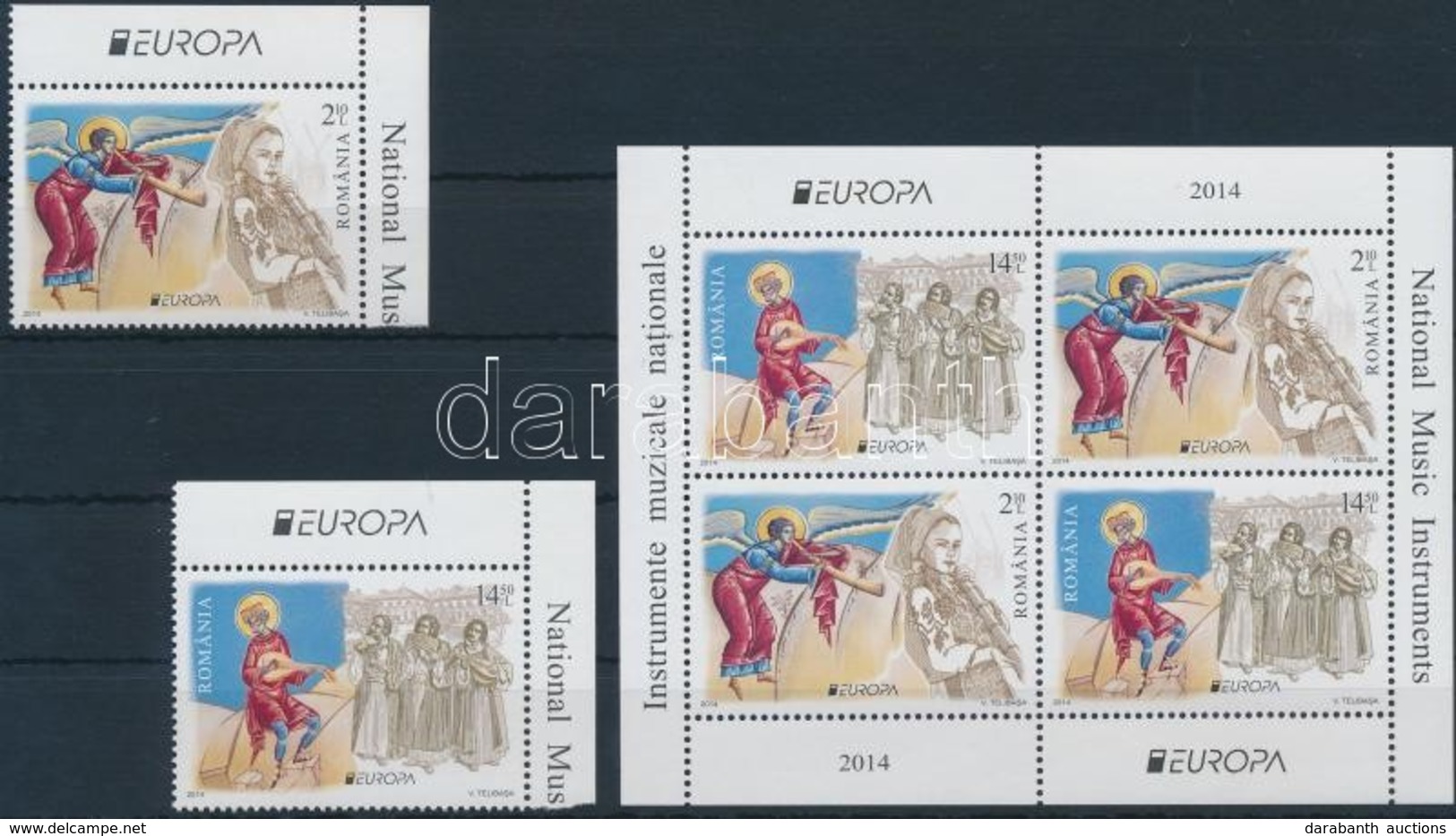 ** 2014 Europa CEPT Hangszerek ívsarki Sor + Blokk Mi 6812-6813 + 586 II - Andere & Zonder Classificatie